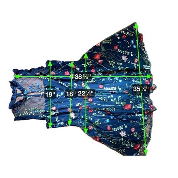 City Studio 16W Navy Mesh Floral Embroidered Fit & Flare Dress - Picture 13 of 16